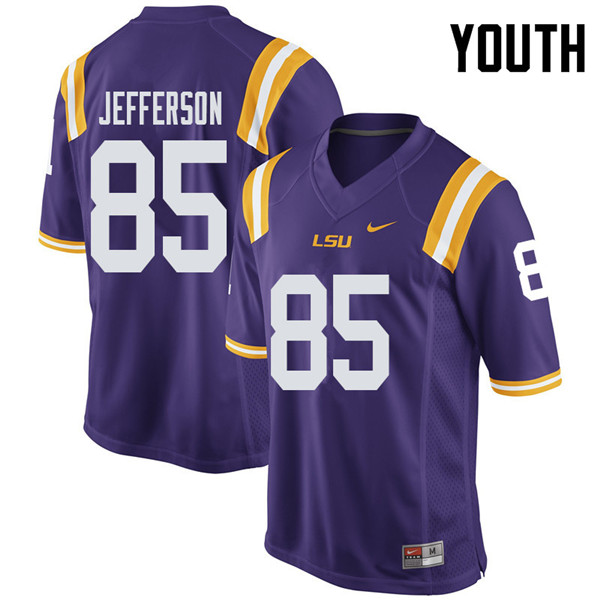 Youth #85 Justin Jefferson LSU Tigers College Football Jerseys Sale-Purple - Click Image to Close